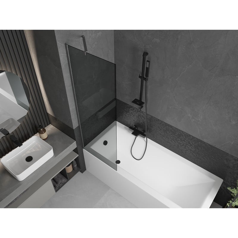Mexen Next Badewannenfaltwand 1-flügelig 60 x 150 cm, grafit, gebürstetes Gun Gray - 895-060-000-00-40-66