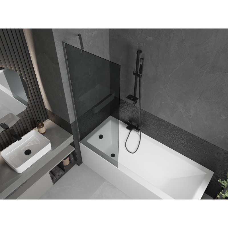 Mexen Next Badewannenabtrennung 1-flügelig 70 x 150 cm, Graphit, Gun Metal - 895-070-000-00-40-95