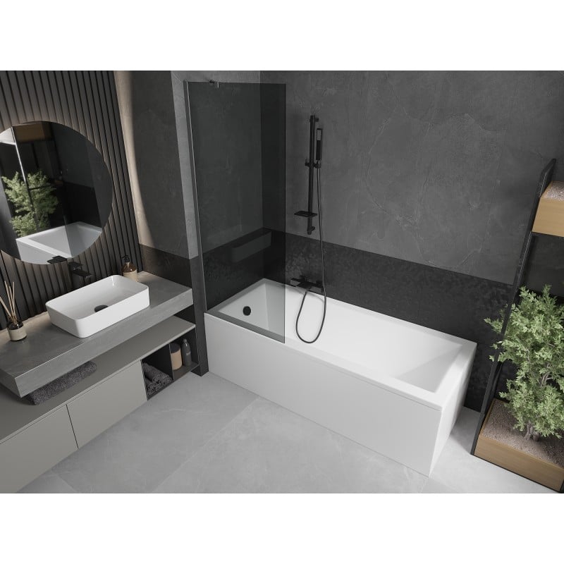 Mexen Next Badewannenabtrennung 1-flügelig 70 x 150 cm, Graphit, Gun Metal - 895-070-000-00-40-95