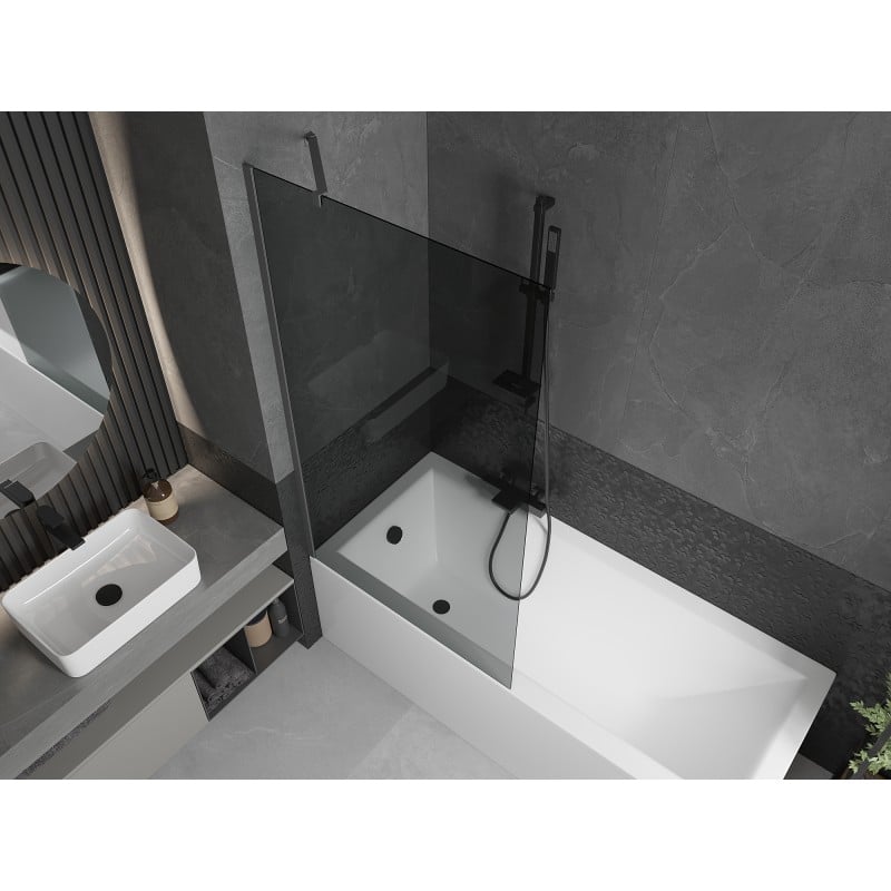 Mexen Next Badewannenfaltwand 1-flügelig 90 x 150 cm, Graphit, Gun Metal - 895-090-000-00-40-95
