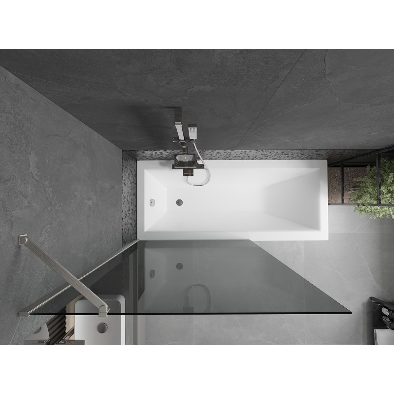 Mexen Next Badewannenabtrennung 1-flügelig 100 x 150 cm, Graphit, gebürstetes Nickel - 895-100-000-00-40-97