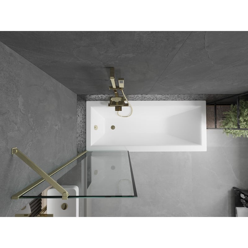 Mexen Next Badewannenfaltwand 1-flügelig 60 x 150 cm, schwarzer Rahmen, gebürstetes Gold - 895-060-000-00-70-55