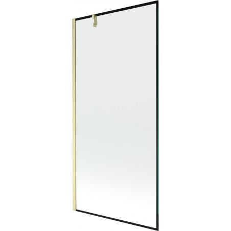 Mexen Next Badewannenfaltwand 1-flügelig 90 x 150 cm, schwarzer Rahmen, gebürstetes Gold - 895-090-000-00-70-55