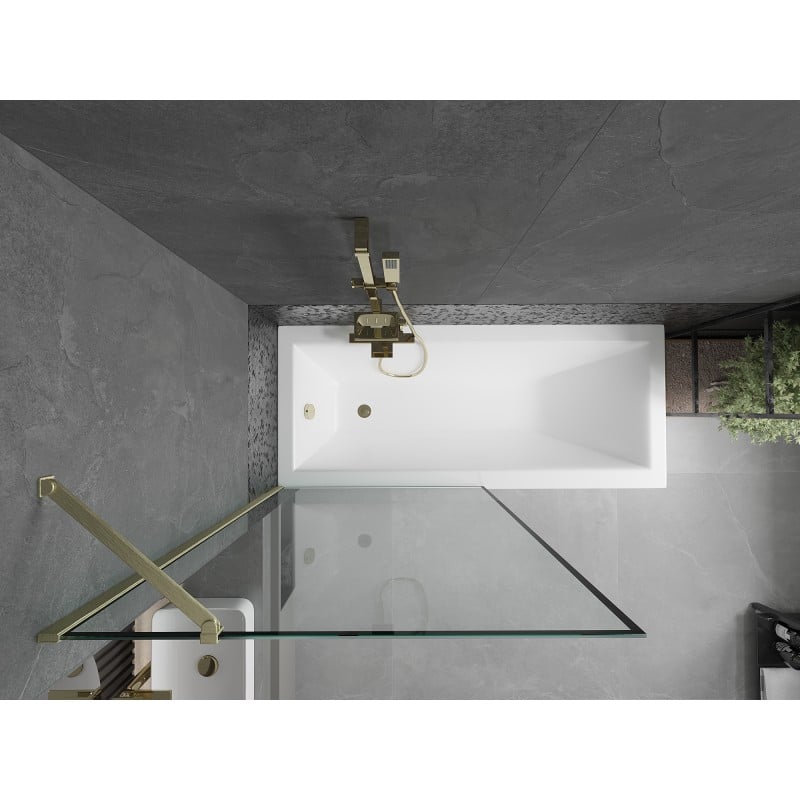 Mexen Next Badewannenfaltwand 1-flügelig 90 x 150 cm, schwarzer Rahmen, gebürstetes Gold - 895-090-000-00-70-55