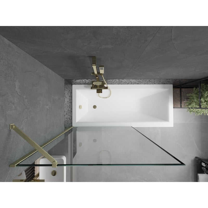 Mexen Next Badewannenfaltwand 1-flügelig 100 x 150 cm, schwarzer Rahmen, gebürstetes Gold - 895-100-000-00-70-55
