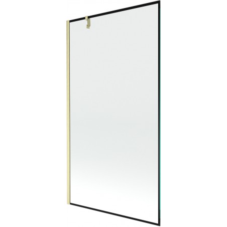 Mexen Next Badewannenfaltwand 1-flügelig 100 x 150 cm, schwarzer Rahmen, gebürstetes Gold - 895-100-000-00-70-55