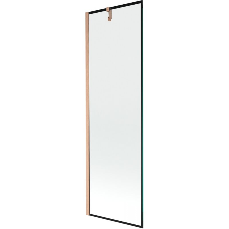 Mexen Next Badewannenabtrennung 1-flügelig 60 x 150 cm, schwarzer Rahmen, gebürstetes Kupfer - 895-060-000-00-70-65