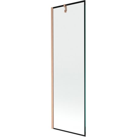 Mexen Next Badewannenabtrennung 1-flügelig 60 x 150 cm, schwarzer Rahmen, gebürstetes Kupfer - 895-060-000-00-70-65