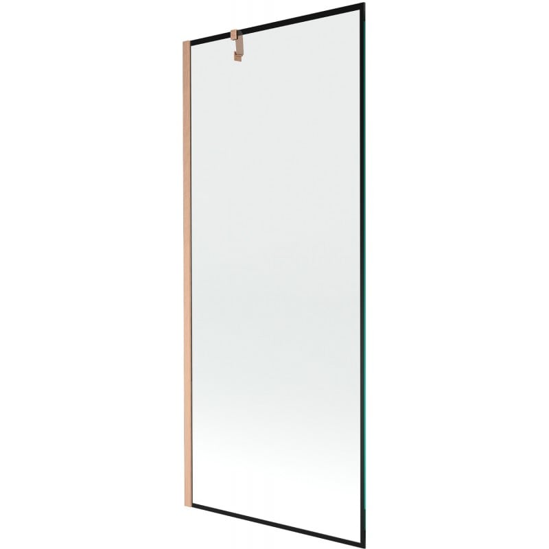 Mexen Next Badewannenabtrennung 1-flügelig 80 x 150 cm, schwarzer Rahmen, gebürstetes Kupfer - 895-080-000-00-70-65