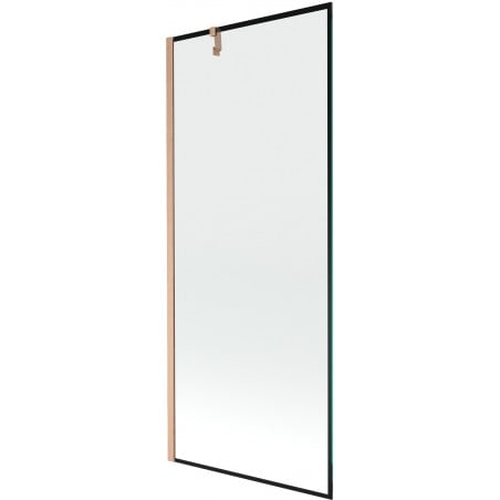 Mexen Next Badewannenabtrennung 1-flügelig 80 x 150 cm, schwarzer Rahmen, gebürstetes Kupfer - 895-080-000-00-70-65