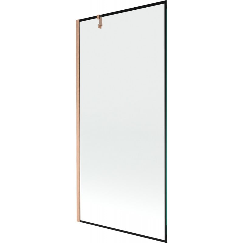 Mexen Next Badewannenabtrennung 1-flügelig 90 x 150 cm, schwarzer Rahmen, gebürstetes Kupfer - 895-090-000-00-70-65