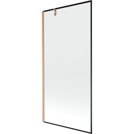 Mexen Next Badewannenabtrennung 1-flügelig 90 x 150 cm, schwarzer Rahmen, gebürstetes Kupfer - 895-090-000-00-70-65