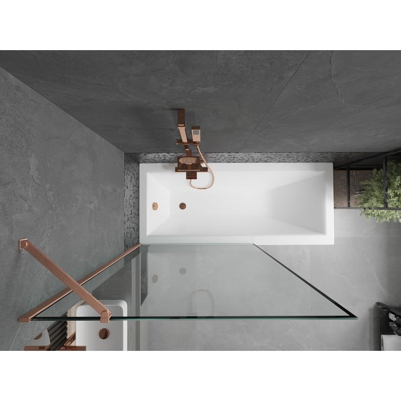 Mexen Next Badewannenfaltwand 1-flügelig 100 x 150 cm, schwarzer Rahmen, gebürstetes Kupfer - 895-100-000-00-70-65