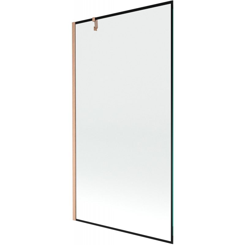 Mexen Next Badewannenfaltwand 1-flügelig 100 x 150 cm, schwarzer Rahmen, gebürstetes Kupfer - 895-100-000-00-70-65
