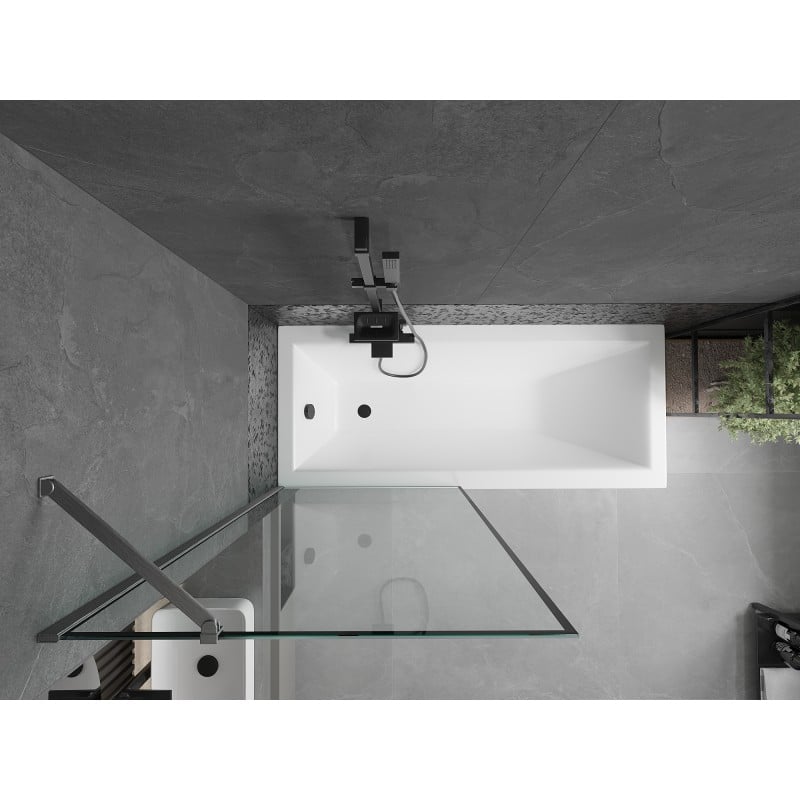 Mexen Next Duschwand 1-flügelig 80 x 150 cm, schwarzer Rahmen, gebürstet Gun Gray - 895-080-000-00-70-66