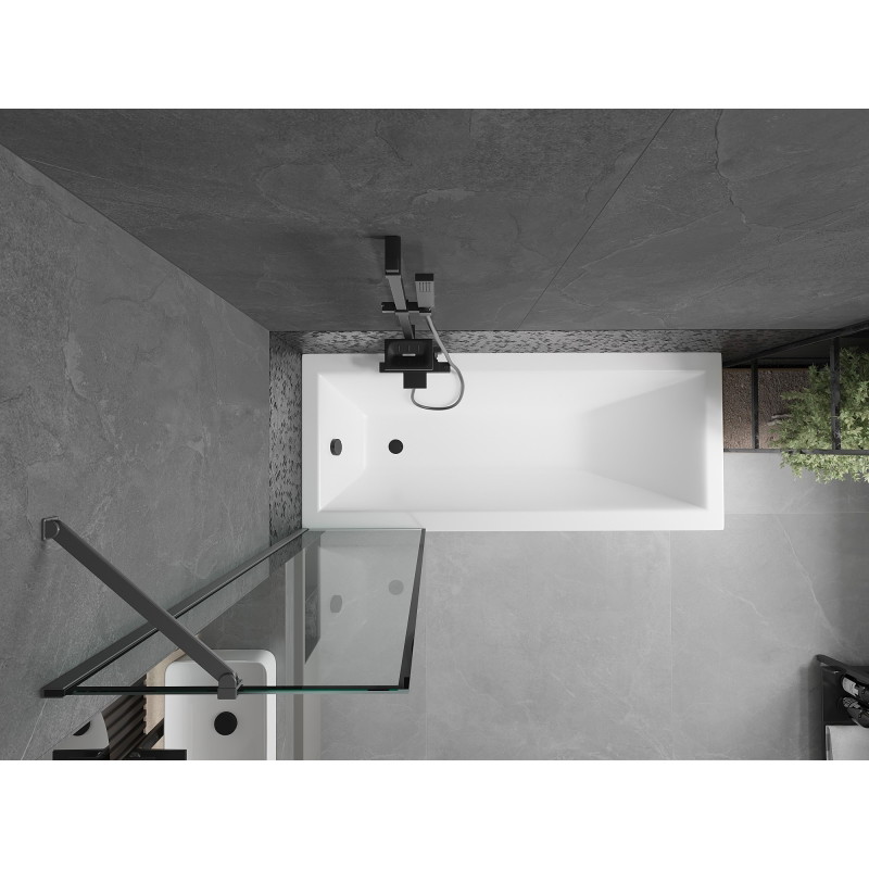 Mexen Next 1-flügelige Badewannenfalttür 50 x 150 cm, schwarzer Rahmen, Gun Metal - 895-050-000-00-70-95