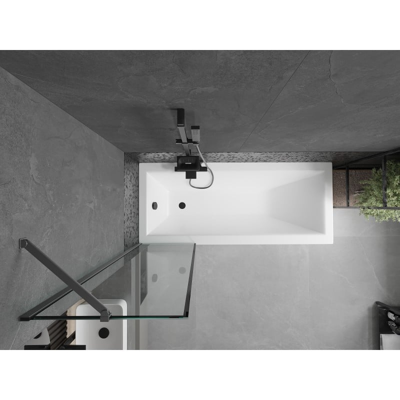 Mexen Next Badeabtrennung 1-flügelig 50 x 150 cm, schwarzer Rahmen, Gun Metal - 895-050-000-00-70-95
