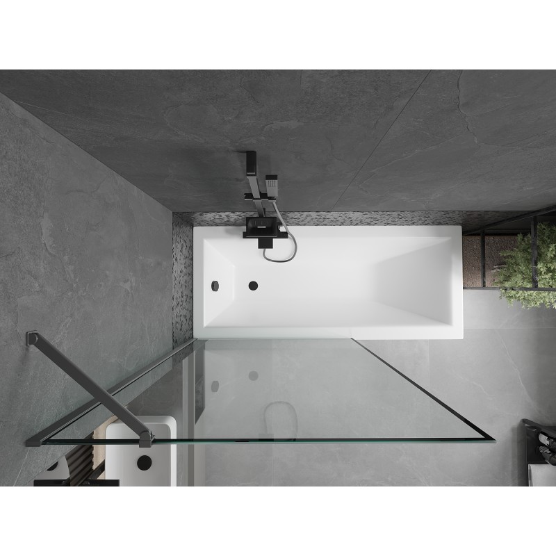 Mexen Next Badewannenwand 1-flügelig 100 x 150 cm, schwarzer Rahmen, Gun-Metal - 895-100-000-00-70-95
