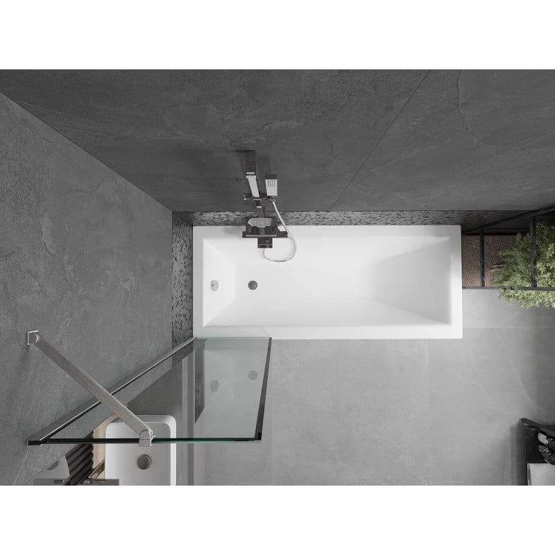 Mexen Next Badewannenfaltwand 1-flügelig 50 x 150 cm, schwarzer Rahmen, gebürstetes Nickel - 895-050-000-00-70-97