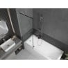 Mexen Next Badewannenabtrennung 1-flügelig 60 x 150 cm, schwarzer Rahmen, gebürstetes Nickel - 895-060-000-00-70-97
