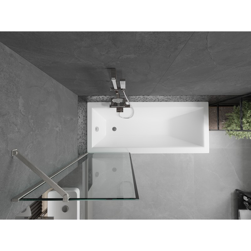 Mexen Next Badewannenabtrennung 1-flügelig 60 x 150 cm, schwarzer Rahmen, gebürstetes Nickel - 895-060-000-00-70-97
