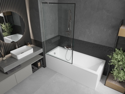 Mexen Next Duschwand 1-flügelig 100 x 150 cm, schwarzer Rahmen, gebürstetes Nickel - 895-100-000-00-70-97
