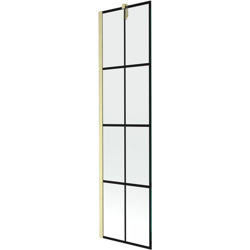Mexen Next Duschabtrennung 1-flügelig 50 x 150 cm, schwarzes Gitter, gebürstetes Gold - 895-050-000-00-77-55