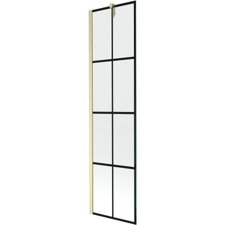 Mexen Next Duschabtrennung 1-flügelig 50 x 150 cm, schwarzes Gitter, gebürstetes Gold - 895-050-000-00-77-55