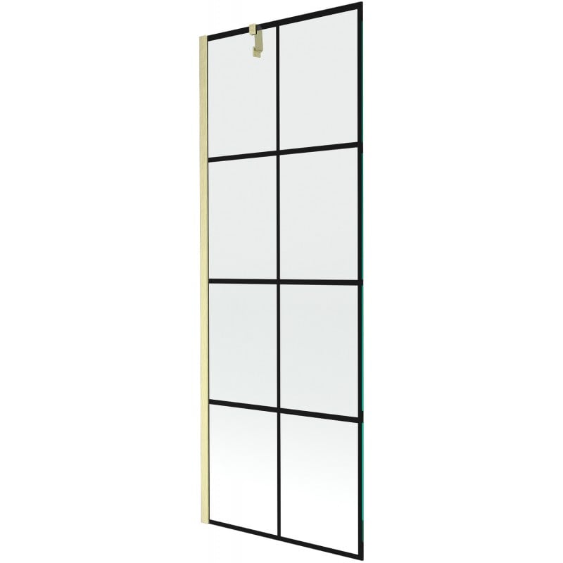 Mexen Next Badewannen-Panel 1-flügelig 70 x 150 cm, schwarzes Gitter, gebürstetes Gold - 895-070-000-00-77-55