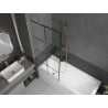 Mexen Next Badewannenfaltwand 1-flügelig 80 x 150 cm, schwarzes Gitter, gebürstetes Gold - 895-080-000-00-77-55