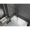 Mexen Next Badewannenwand 1-flügelig 90 x 150 cm, schwarzes Gitter, gebürstetes Gold - 895-090-000-00-77-55