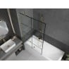 Mexen Next Badewannenabtrennung 1-flügelig 100 x 150 cm, schwarzes Gitter, gebürstetes Gold - 895-100-000-00-77-55