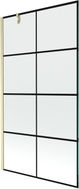 Mexen Next Badewannenabtrennung 1-flügelig 100 x 150 cm, schwarzes Gitter, gebürstetes Gold - 895-100-000-00-77-55