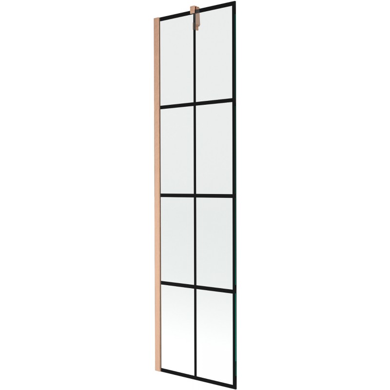 Mexen Next 1-flügelige Duschabtrennung 50 x 150 cm, schwarzes Gitter, gebürstetes Kupfer - 895-050-000-00-77-65