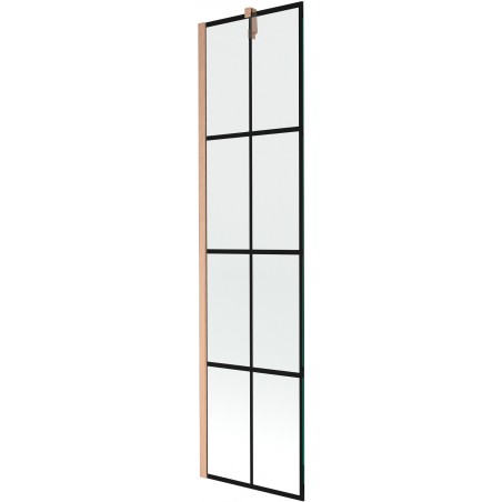 Mexen Next 1-flügelige Duschabtrennung 50 x 150 cm, schwarzes Gitter, gebürstetes Kupfer - 895-050-000-00-77-65