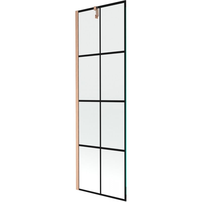Mexen Next 1-flügelige Duschabtrennung 60 x 150 cm, schwarzes Gitter, gebürstetes Kupfer - 895-060-000-00-77-65