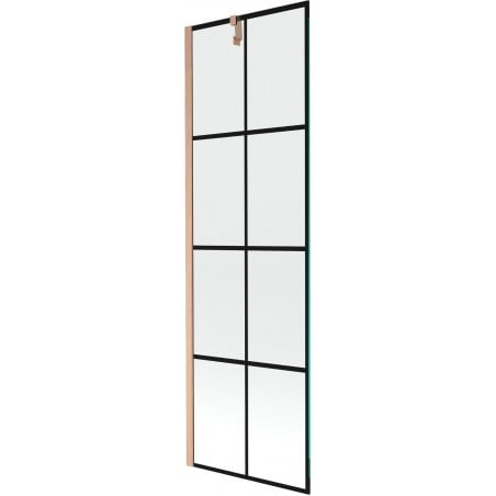 Mexen Next 1-flügelige Duschabtrennung 60 x 150 cm, schwarzes Gitter, gebürstetes Kupfer - 895-060-000-00-77-65
