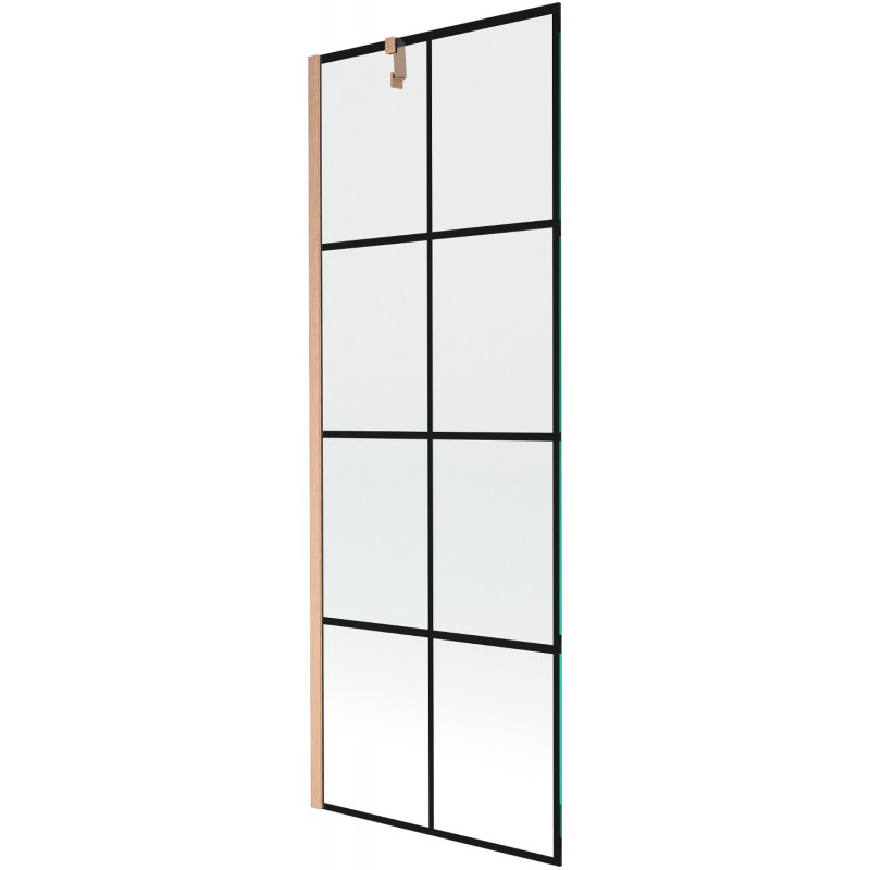 Mexen Next 1-flügelige Badewannenabtrennung 70 x 150 cm, schwarzes Gitter, gebürstetes Kupfer - 895-070-000-00-77-65