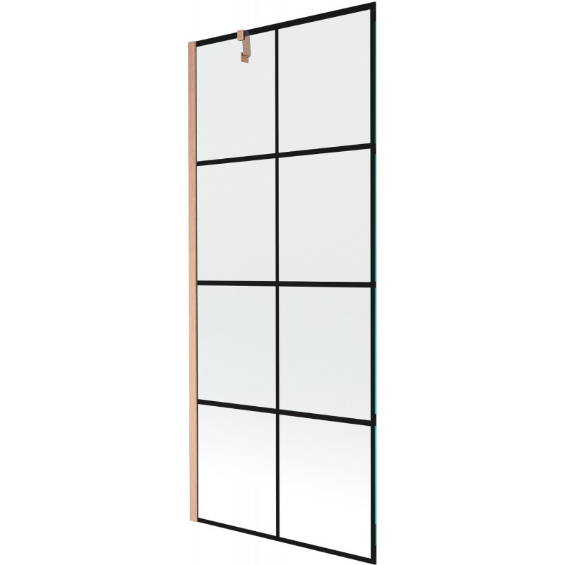 Mexen Next 1-flügelige Duschwand 80 x 150 cm, schwarzes Gitter, gebürstetes Kupfer - 895-080-000-00-77-65