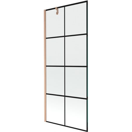 Mexen Next 1-flügelige Duschwand 80 x 150 cm, schwarzes Gitter, gebürstetes Kupfer - 895-080-000-00-77-65