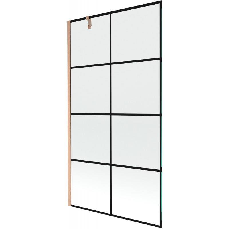 Mexen Next Duschwand einflügelig 100 x 150 cm, schwarzes Gitter, gebürstetes Kupfer - 895-100-000-00-77-65