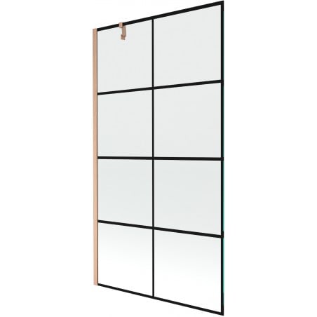 Mexen Next Duschwand einflügelig 100 x 150 cm, schwarzes Gitter, gebürstetes Kupfer - 895-100-000-00-77-65