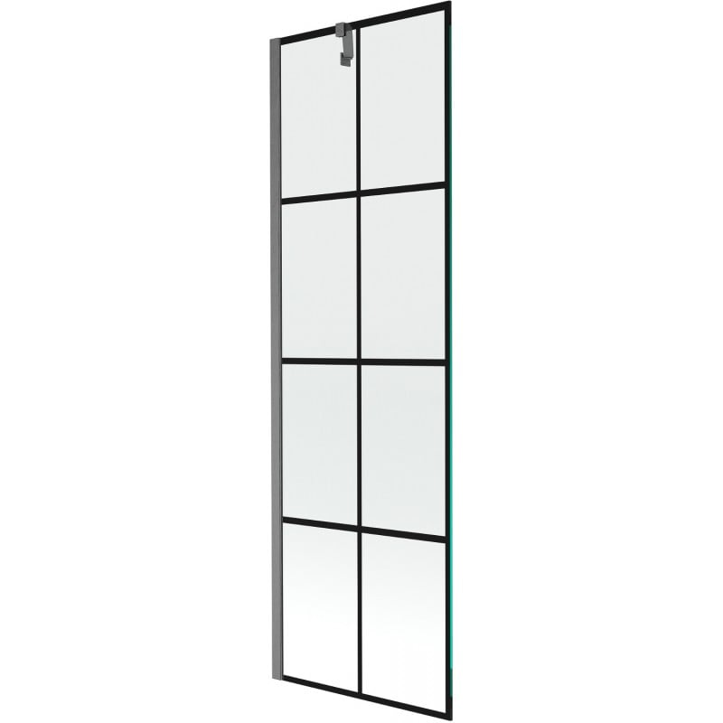 Mexen Next Badewannenwand 1-flügelig 60 x 150 cm, schwarzes Gitter, gebürstetes Gun Gray - 895-060-000-00-77-66