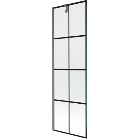 Mexen Next Badewannenwand 1-flügelig 60 x 150 cm, schwarzes Gitter, gebürstetes Gun Gray - 895-060-000-00-77-66