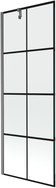 Mexen Next Badewannenabtrennung 1-flügelig 70 x 150 cm, schwarzes Gitter, gebürstetes Gun Gray - 895-070-000-00-77-66