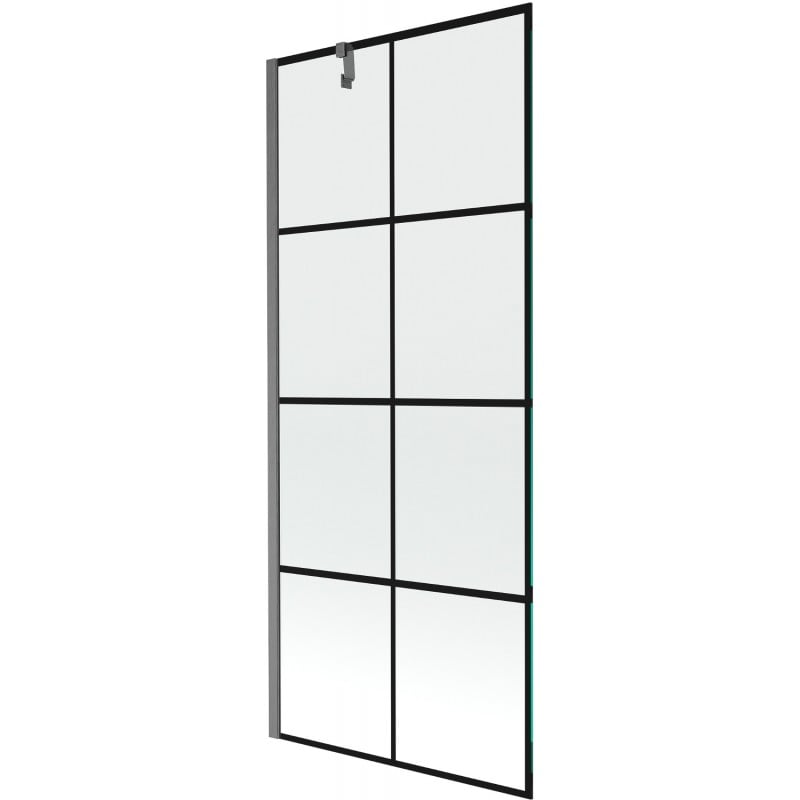 Mexen Next Duschabtrennung 1-flügelig 80 x 150 cm, schwarzes Gitter, gebürstetes Gun Gray - 895-080-000-00-77-66