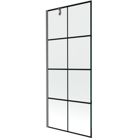 Mexen Next Duschabtrennung 1-flügelig 80 x 150 cm, schwarzes Gitter, gebürstetes Gun Gray - 895-080-000-00-77-66