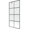 Mexen Next Duschwand, 1-flügelig, 90 x 150 cm, schwarzes Gitter, gebürstetes Gun Gray - 895-090-000-00-77-66