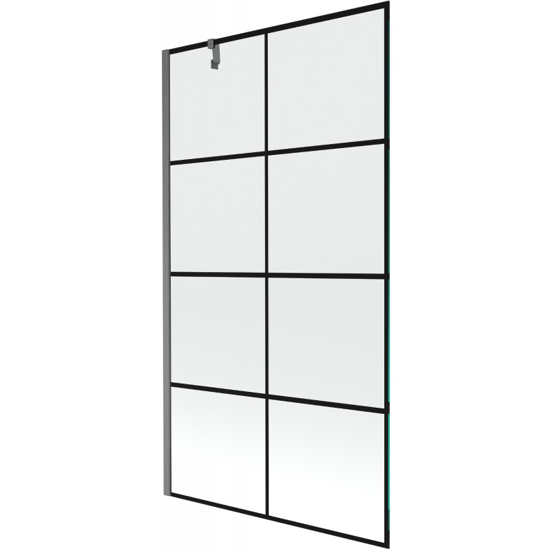 Mexen Next Badewannenfaltwand 1-flügelig 100 x 150 cm, schwarzes Gitter, gebürstetes Gun Gray - 895-100-000-00-77-66