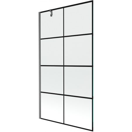 Mexen Next Badewannenfaltwand 1-flügelig 100 x 150 cm, schwarzes Gitter, gebürstetes Gun Gray - 895-100-000-00-77-66